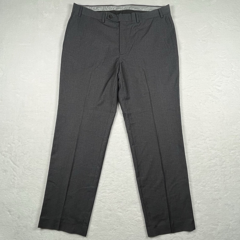 Ralph Lauren Dress Pants Mens Size 36x30 Gray Houndstooth Polyester Chino Slacks - Picture 2 of 8